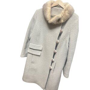 Winkleman's Vintage 50's Ivory White Wool Coat with Fur Collar